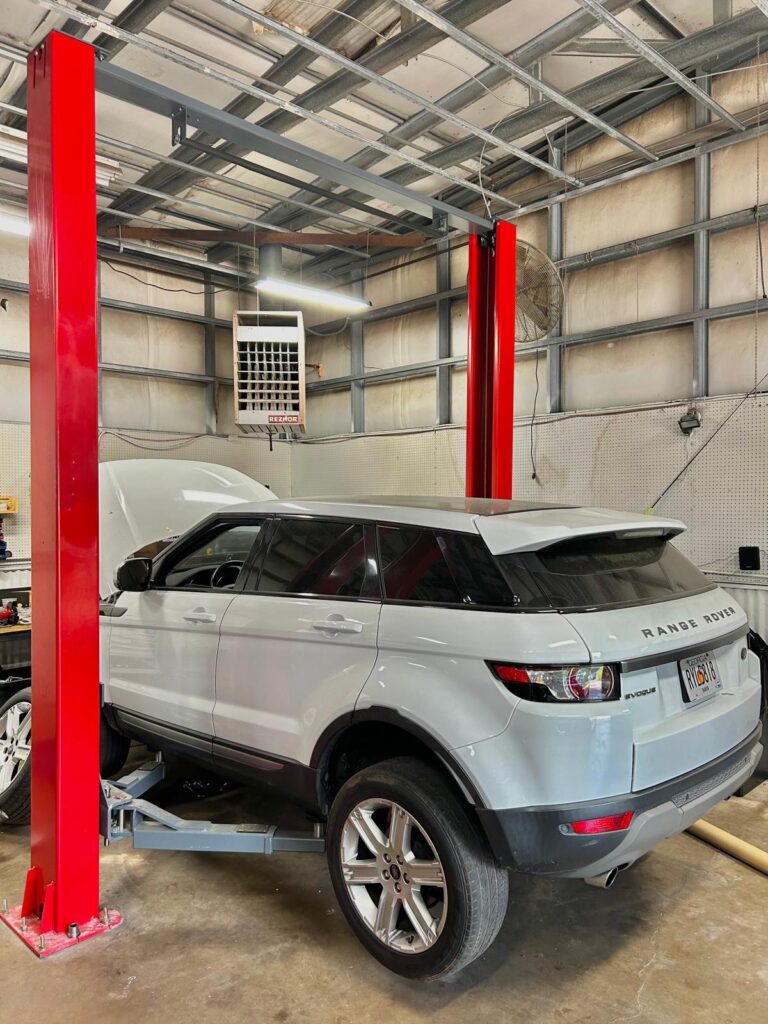 car standing at workshop